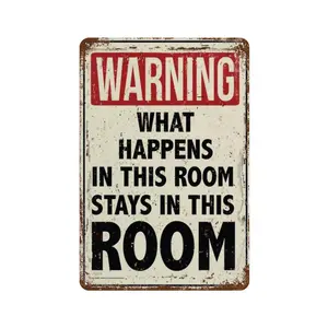 Metal-Tin Sign, 1 Count Letter Pattern Wall Art Warning Sign for Home Living Room Bedroom Decoration, Home Decor 2025, House Number Plate