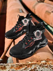 Men's High Top Safety Shoes Steel Toe, Puncture Proof Anti Smash Work Boots, ESD Anti Static Industrial Construction Shoes for Outdoor Work Walking Shoes Worker