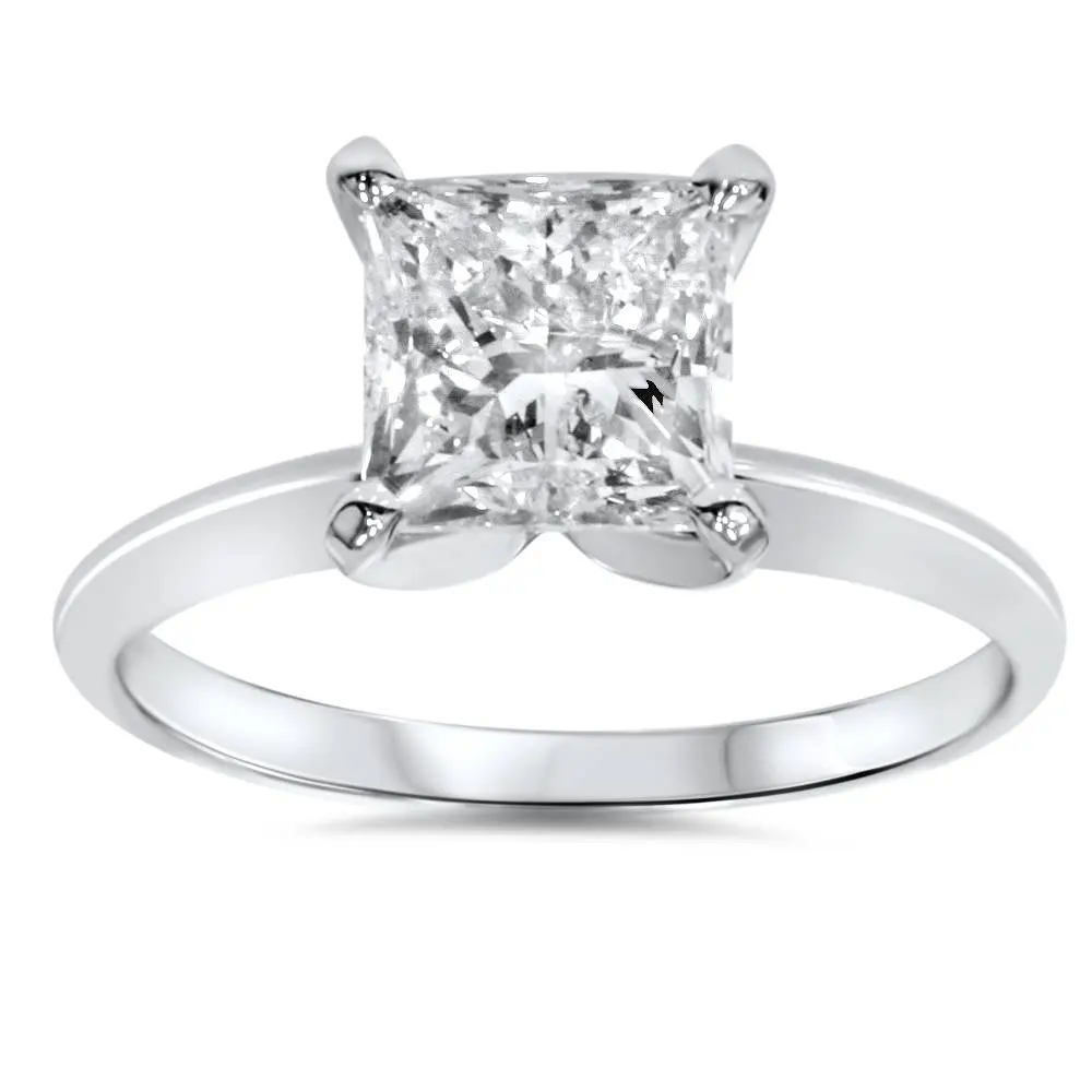 1ct Solitaire Princess Cut Diamond Engagement Ring 14K White Gold 1ct Solitaire Princess Cut Diamond Engagement Ring 14K White Gold
