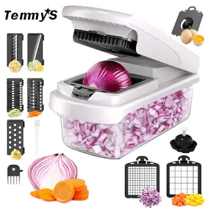 15-In-1 Vegetable Chopper Slicer, Onion Dicer Cutter, Multi-Functional Food Chopper, Tomato Potato Garlic Chopper, with Strainer and Peeler