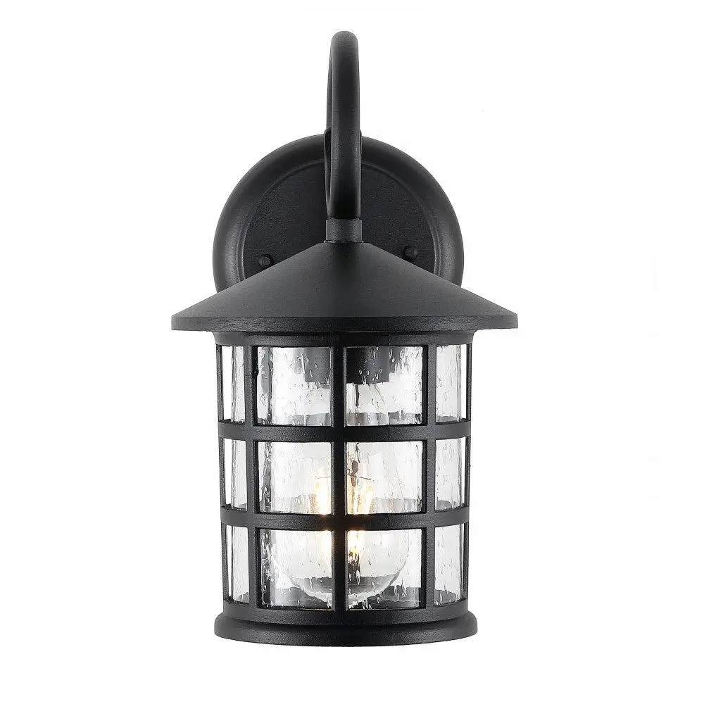 JONATHAN Y Cadiz Iron-Seeded Glass Cottage Rustic Scrolled LED Outdoor Lantern - LED Bulb Lanterns for Front Porch, Outdoor Lights Backyard, Garage Door, Patio Lighting, Living Room Decor