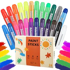 Tempera Paint Sticks, Non-Toxic & Quick-Drying Paint Sticks for Kids Washable, Easy-Grip Tempra Paint Sticks, Tempera Sticks for Toddlers and Kids, Works on Paper, Wood, Glass, Canvas, Christmas Gifts for Drawing on Various Objects, Valentinesdaygift
