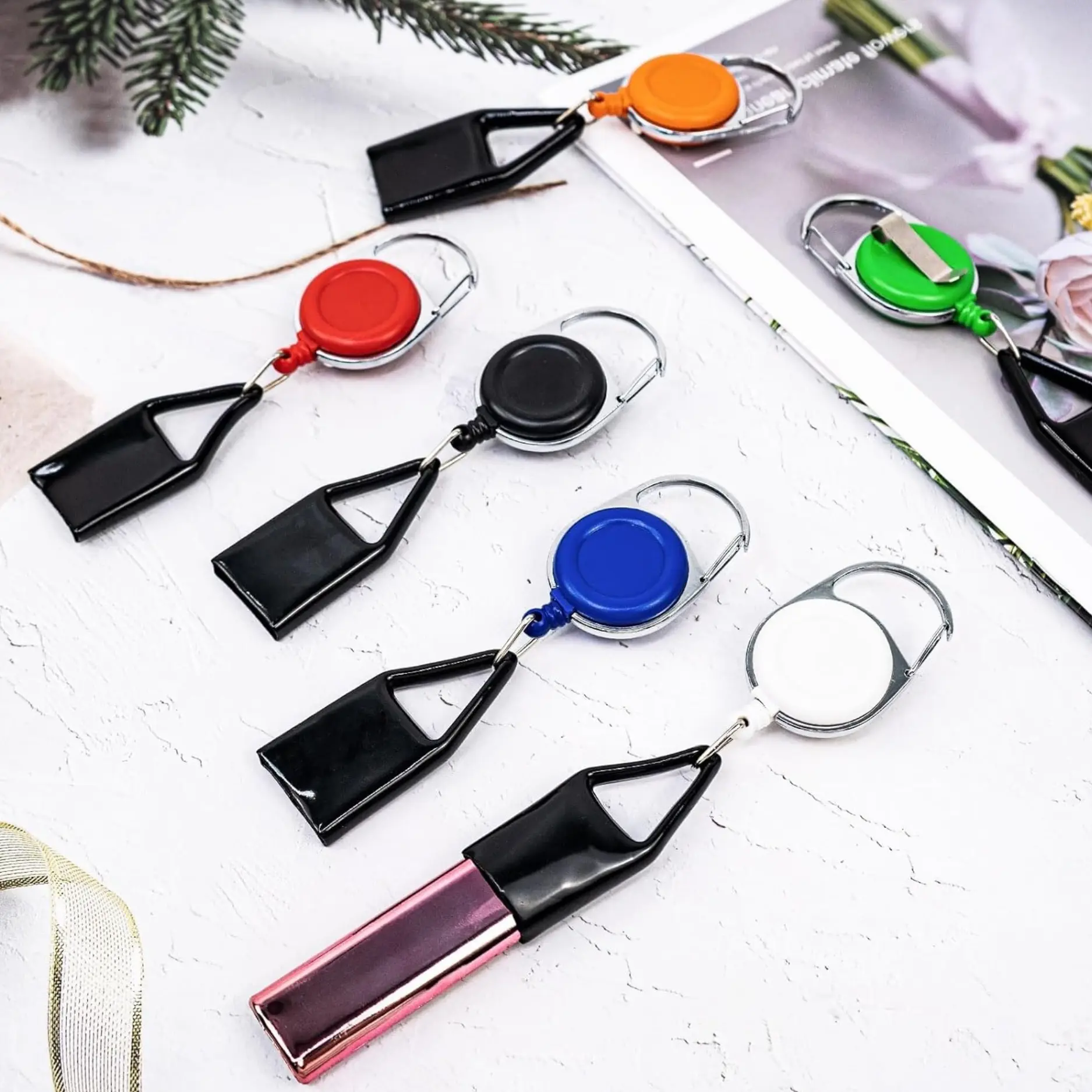 6 Pcs Durable Retractable Lighter Leash Keychain Holders with Clip - Retractable Cord for Quick Access & Easy Use, Bright Easy-to-Spot Strap, Fits Most Standard Lighters, Works with Belt Loops, Zippers, Backpacks, Bags for Home Organization