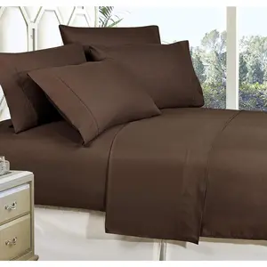 , Softest, Coziest Ever! 1800 Premier Quality Wrinkle-Resistant 4-Sheet with Deep Pockets, King Chocolate Brown