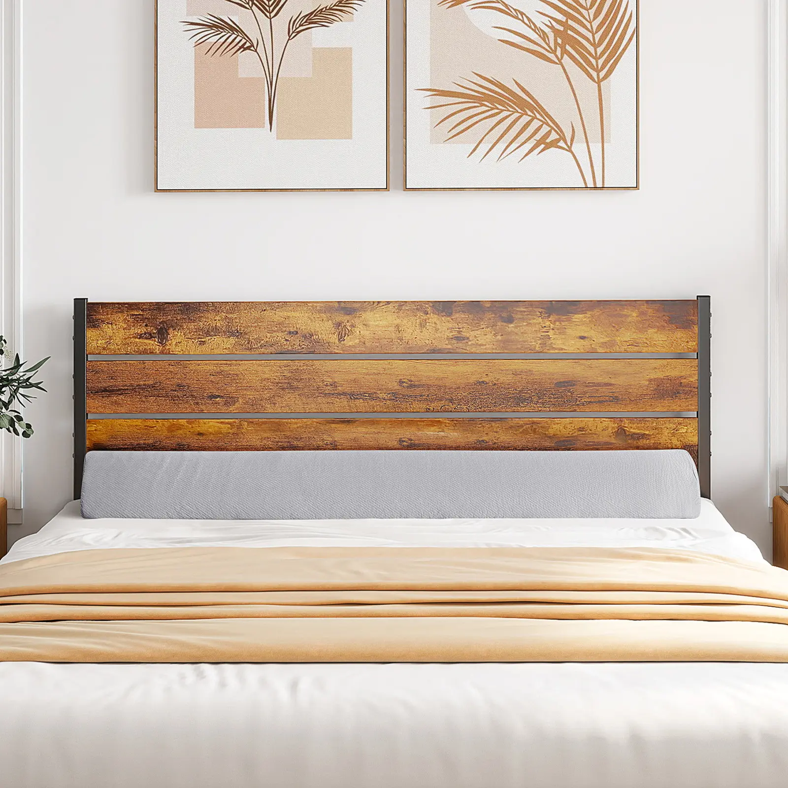 Bed Gap Filler, Mattress Wedge Pillow for Headboard Gap, High-Density Foam Support with Storage Pocket, Machine Washable Crevice Eliminator