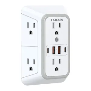 Multi Plug Outlet, USB Wall Charger, 6 Outlet Extender with 4 USB Charging Ports (2 USB C), Wall Plug Adapter Spaced for Home Travel Office
