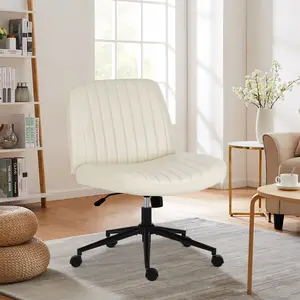 Criss Cross Chair with Wheels  - Armless Desk Chair Cross Legged Office Chair Height Adjustable Wide Swivel Home Office Desk Chairs