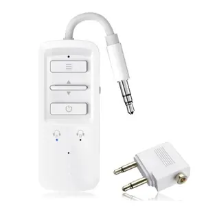 YOCOWOCO Airplane Bluetooth 5.2 Transmitter Receiver for 2 AirPods or Headphones, Wireless Audio Adapter for Plane, TV, Gym, Travel, Compatible with 3.5mm Aux Jack on Car and Home Stereo (White)