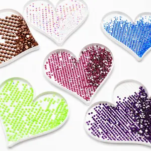 Heart Rhinestone Tray - 3 Pack with Small Medium & Large Sizes for Easy Storage and Organization - Boxes