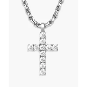 Micro Studded Cross Pendant - Silver