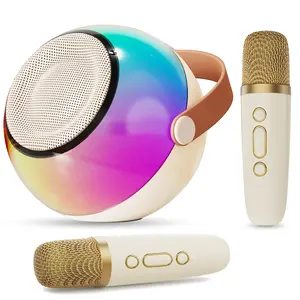 D25 Mini Karaoke Machine with Dazzling Lights and Wireless Microphones