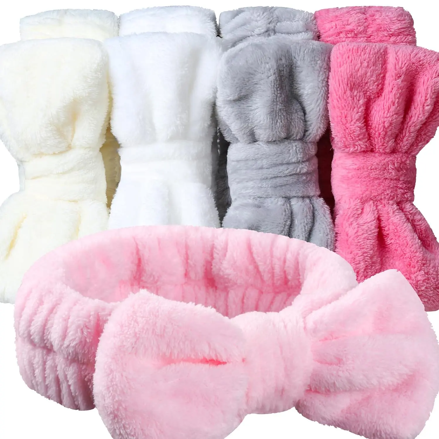 5 Pack  Headband for Washing , Girls Makeup Headband, Bow Tie Hair Band, Microfiber Women Skincare Headbands, Cosmestic Facial  Yoga Elastic Headband
