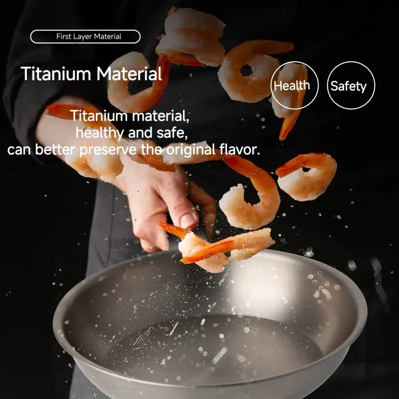 Pure titanium liner removable outdoor non-stick frying pan ， recommended to use the low flame setting of gas