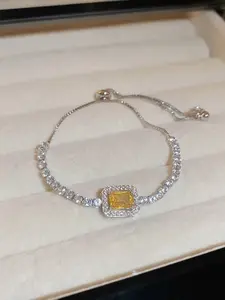 Adjustable Zircon Square Bracelet for Women, Fashion Versatile Stacking Bangle,   Perfect for Valentine's Day，Music festivals, themed parties, event support, graduation activities，Match Day Style, Stackable Bracelet
