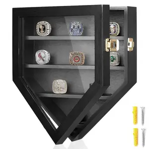 Elegant Wooden Championship Trophy Display-Storage Box, Dustproof Eco-Friendly Lid, Material-Built 48x48x87mm Home Organizer Bin