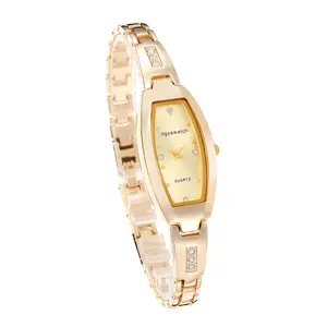 OIDEA Gold Plated Women's Tonneau Shape Business Fashion Watch - Dainty Analog Fashionable Quartz Watch with Zircon Markers, Sunburst Finish, Petite Adjustable Detachable Stainless Steel Strap, Fashionable Watch summerwins,summerwins