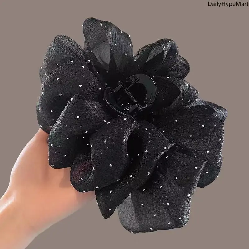 Star Mesh Bubble Claw Clip, Fabric Cloud Puff Style Shark Hair Clip