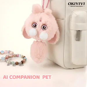 OKIVIVI Sunny AI Companion Pets, Electronic Pet AI Toys, Interactive Plush Bag Accessory with Voice Chat, Emotion Sensing, Long-Term Memory, Touch-Reactive Haptics & Expressive Eyes, Pink, AI Toys, 1-Month Chatgpt AI Subscription Included