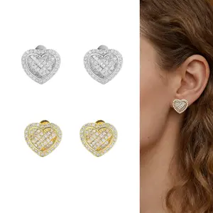 Heart Stud Earrings for Women  - Cubic Zirconia Heart Earrings - 14K Gold Plated Dainty Ear Studs - Anniversary Valentine's Day Christmas Gift for Daughter Mom Sister Friend