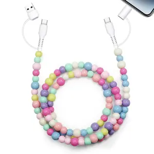Beaded Charging Cords - Fit for all device USBC & Lightening 4-in-1 USB-C Cable,or 2-in-1 data line