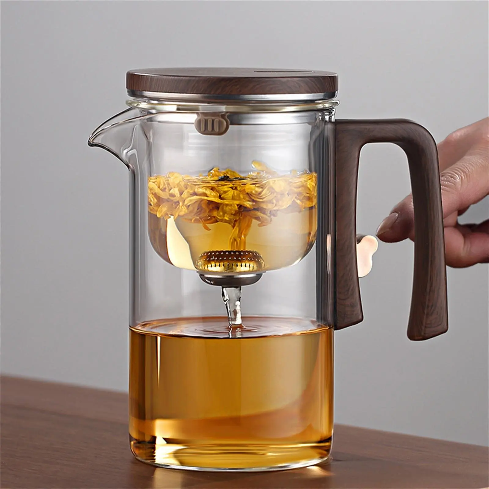 Glass Teapot with Filter, Teapot with Strainer, 1 Count Tea Making Machine, Tea Water Separation Tea Cup, Durable Tea Making Tool for Home Office, Glass Tea Kettle