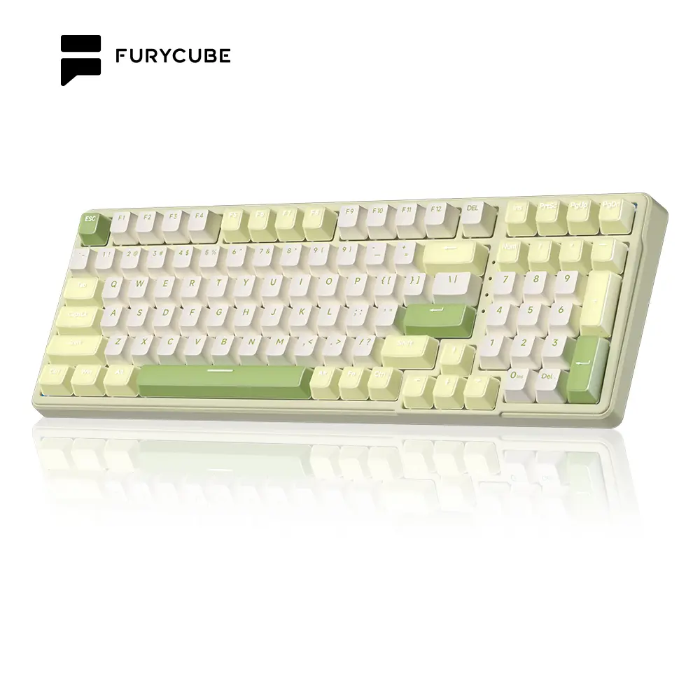 FURYCUBE K99 pro Creamy Wireless/Wired/2.4G Mechanical Keyboard,Gasket Structure, Hot Swappable,RGB Gaming Keyboard,Gift for Girlfriend,Office Keyboard with Numpad