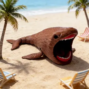 Large Mouth Shark Desktop Decoration, 3D Printed Deep Sea Monster Series -Mouthed Shark Sculpture Model, Theme Party & Collection Display