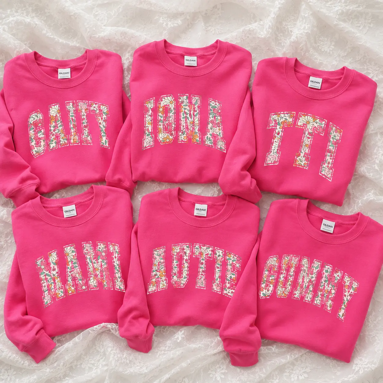 Hot Pink Personalized Birth Month Sweatshirt Gildan Crewneck, Custom Month Name Sweatshirt, Floral Varsity Letter Sweatshirt, Gift for Women, Birthday Gift, Cozy Pink Pullover - JACKSON HOAI STORE