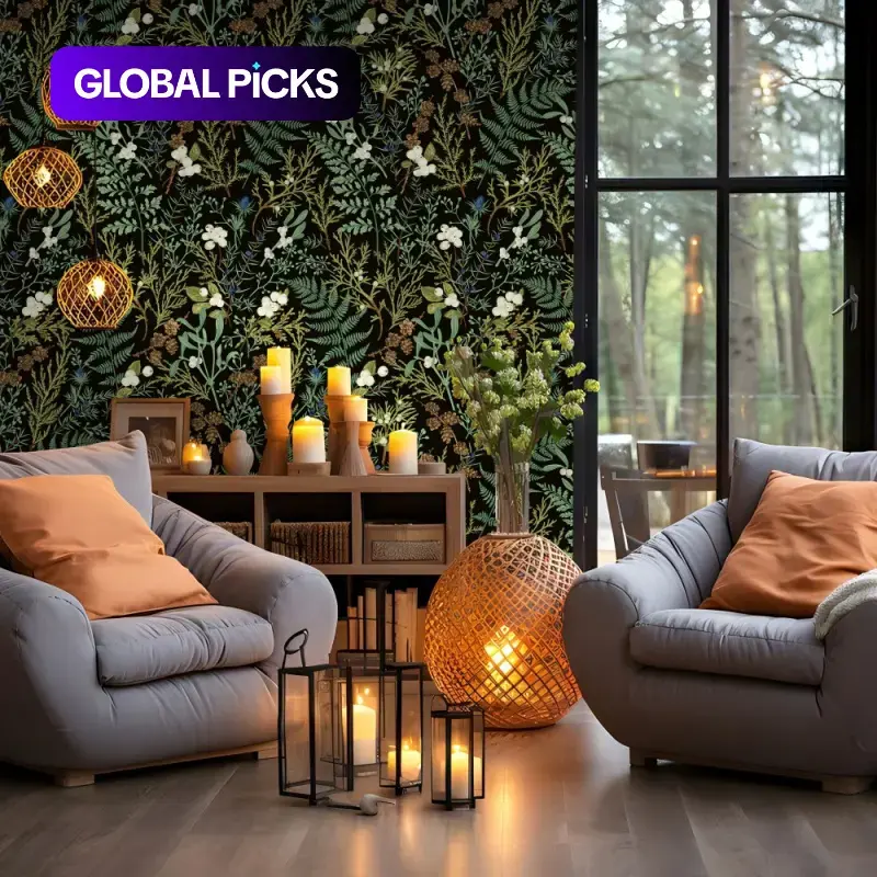 No-Glue Self-Adhesive Vintage American Lush Green Leaf Wallpaper, Peel & Stick for Live Streaming Background, Waterproof Moisture-Proof Room Decor, Essential for Bedroom Decorations & Living Room Renovation, Wallpaper Peel And Stick #GLOBAL PICKS