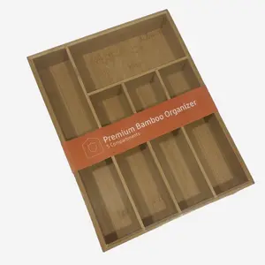 Bamboo Cutlery Silverware Flatware Utensil Tray Drawer Kitchen Organizer