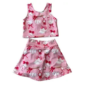 Girl Atheletic Clothes Baseball Bow Running Outfit Quick Dry Sports Clothes