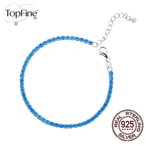 Cute And Minimalist Light Blue Cubic Zirconia 925 Sterling Silver Tennis Bracelet with Adjustable Extension Chain. Perfect for Women's Everyday Wear, Party, Birthdays, And Other Occasions. Also Makes A Thoughtful Gift for Mothers, Loved Ones, Or Friends