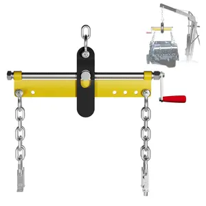 Yellow Engine Load Leveler,Engine Hoist Leveler with Ball Bearing,2 Chains and Adjustable Handle,Engine Hoist Shop Crane Accessory for Up to 1500lbs