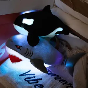 LED Glowing Shark Design Plush Toy, 1 Count Cute Shark Stuffed Toy, Bedroom Bedside Ornament, Perfect for Birthdays, Festival Gift, Gift for Her, Girl's Gift, Stuffed Animal
