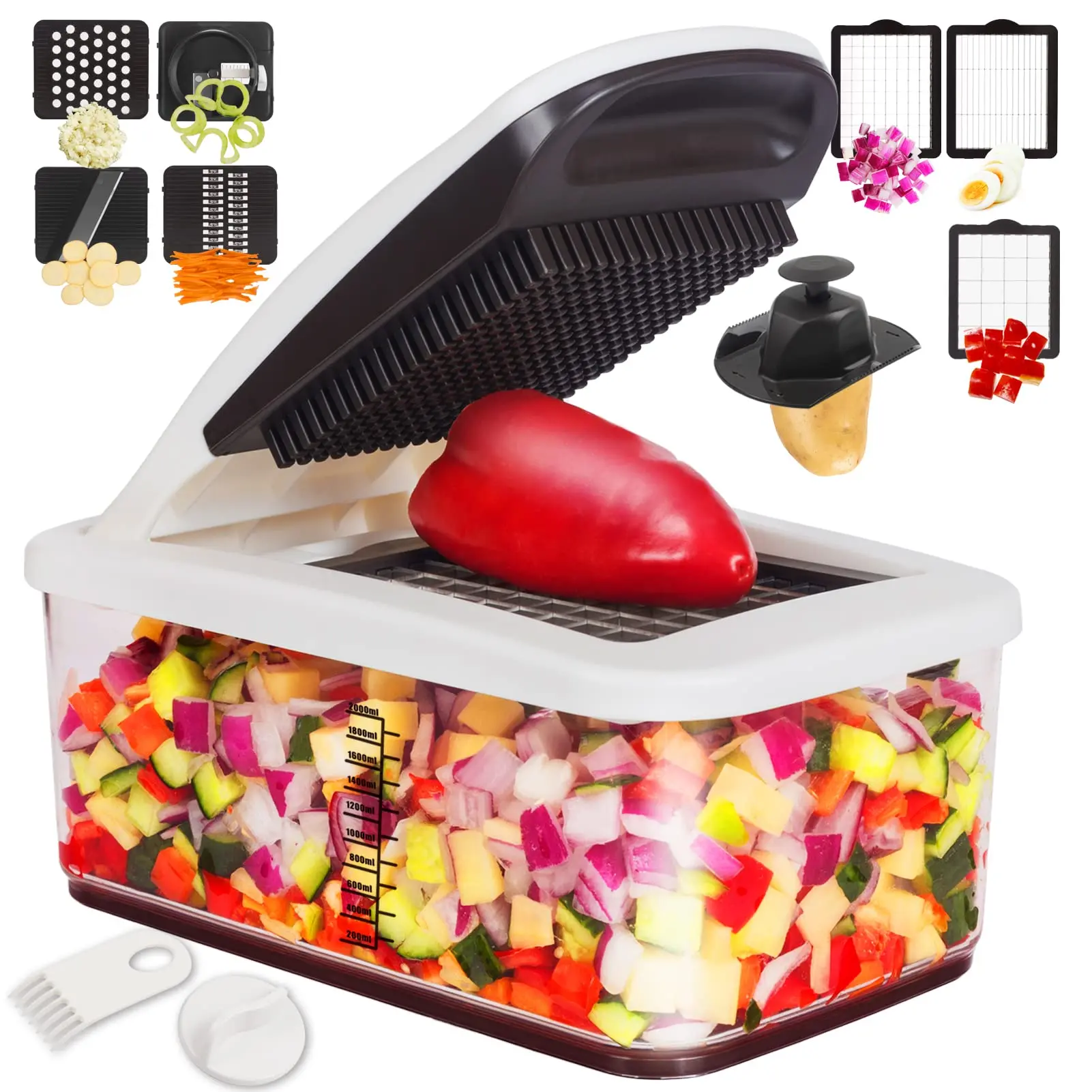 RüK Vegetable Chopper, Extra Large Chopper Vegetable Cutter, Multifunctional 10-in-1 Pro Food Chopper Kitchen Slicer