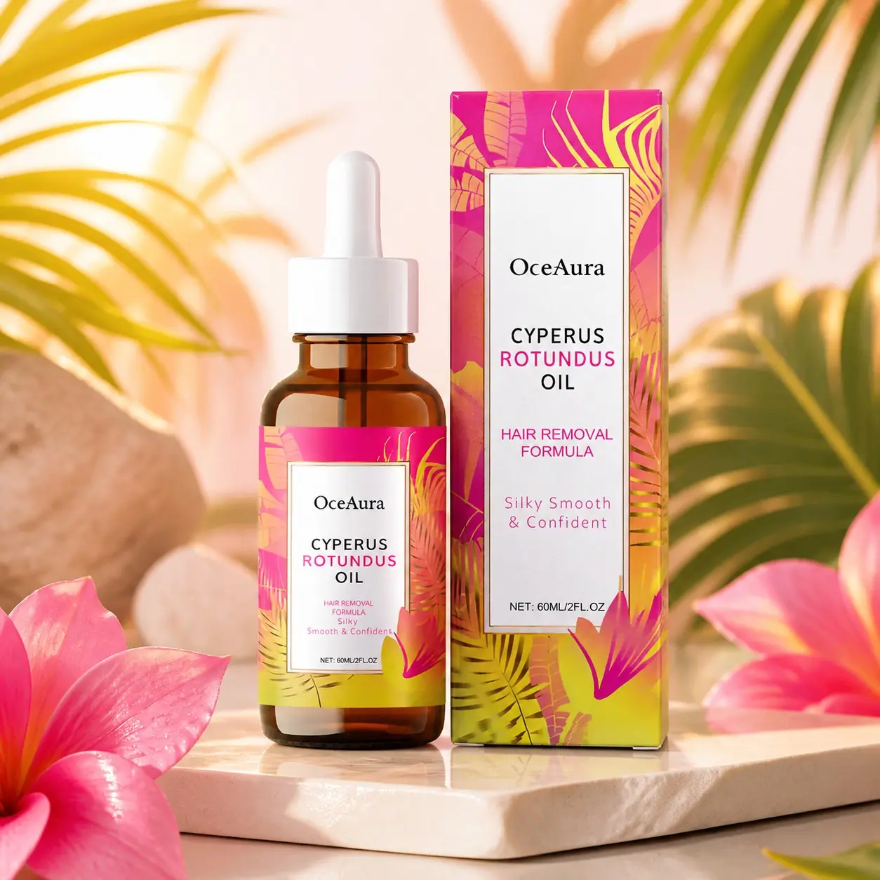 Oceaura Cyperus Rotundus Oil Hair Removal Care Oil, Gentle Residue Removal, Instant Skin Soothing, Argan Seed Oil Formula, Daily Moisturizing, Smoothness Booster, Body Care