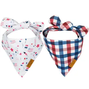 Remy+Roo Stylish Dog Bandanas - 2 Pack Liberty Set | Premium Durable Adjustable Polyester Fabric | Summer Dog Bandana | American Flag Dog Bandana pet neck accessory