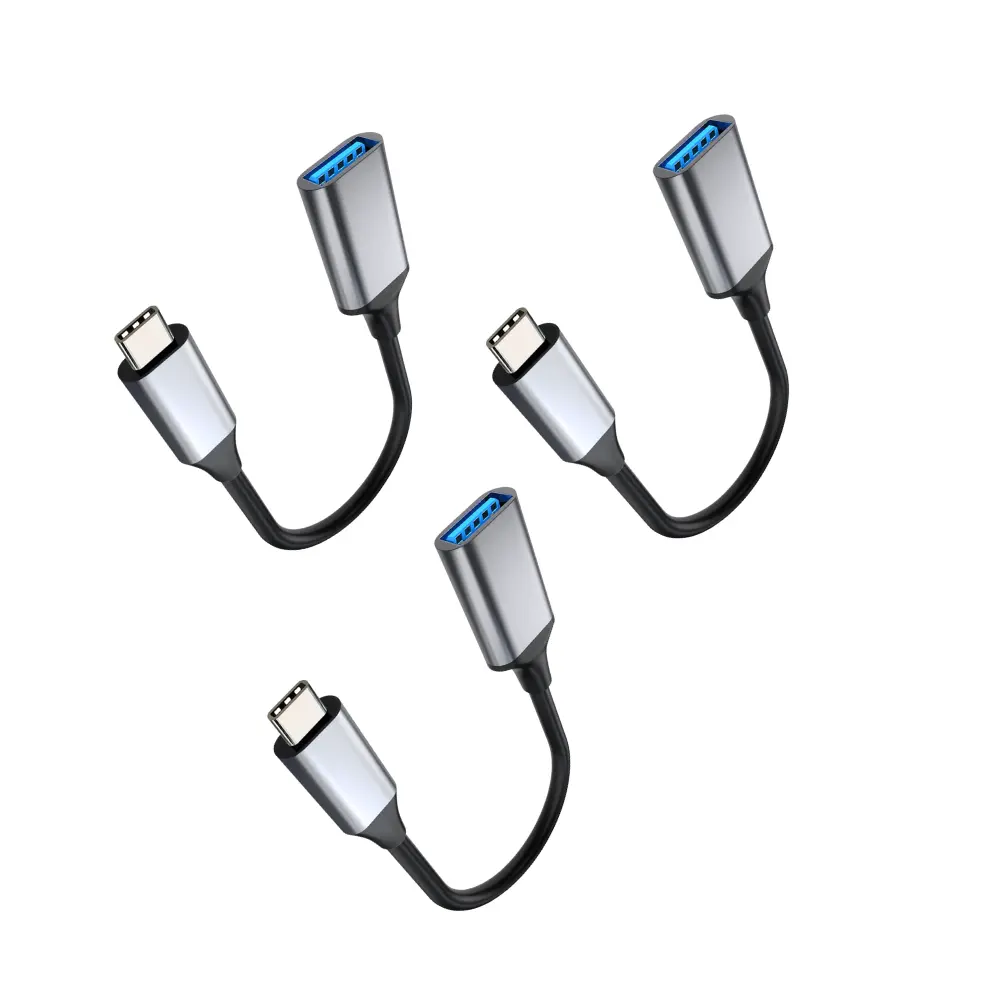 Type-C Male to USB-A Female Adapter (3 Pack), USB Converter for MacBook, iPad, Samsung, Google Pixel, Flash Drives