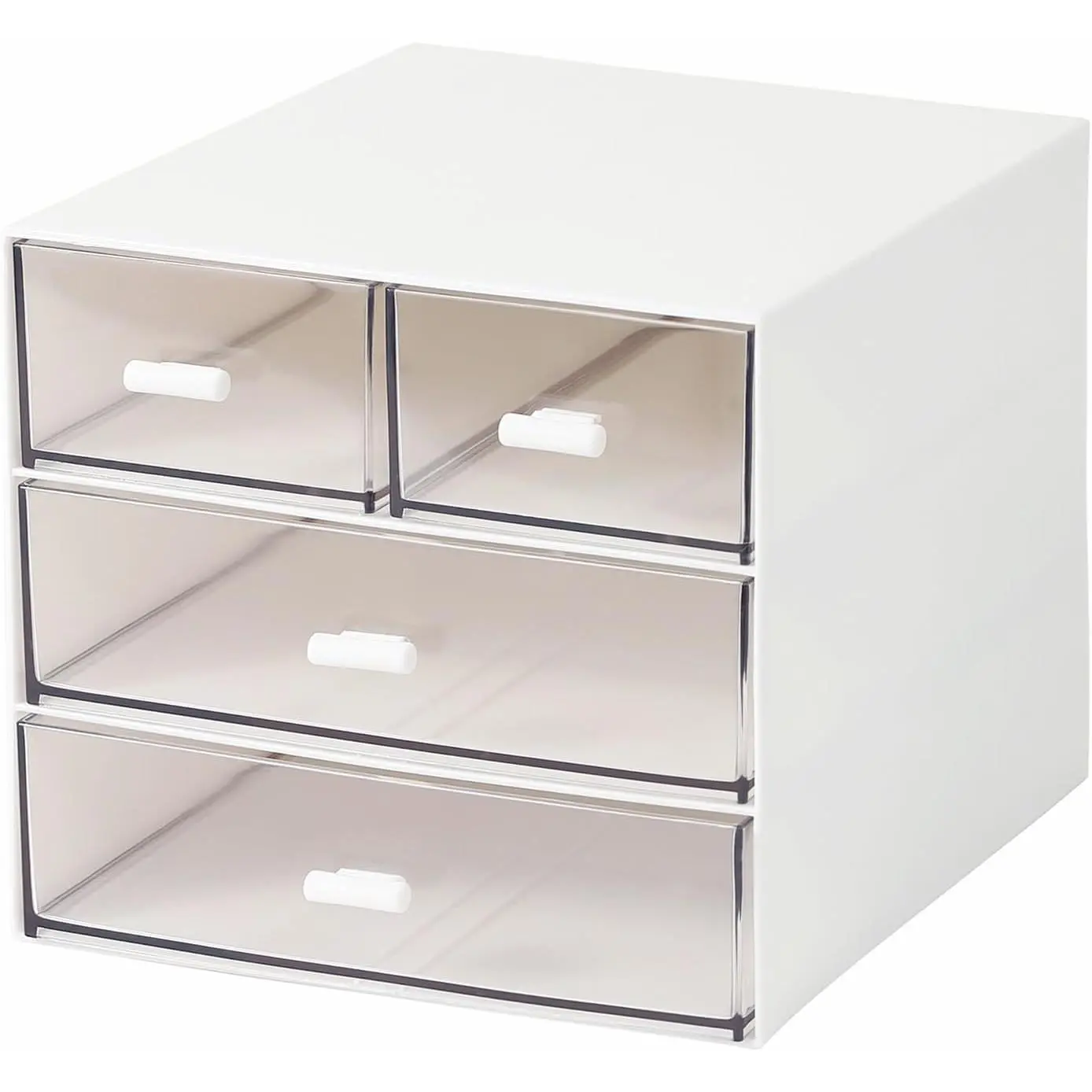 Makeup Organizer with 4 Drawers  Desk Cosmetics Storage Box for nail polish Lipstick Brushes Jewelry Skincare Bathroom Organization Boxes - White
