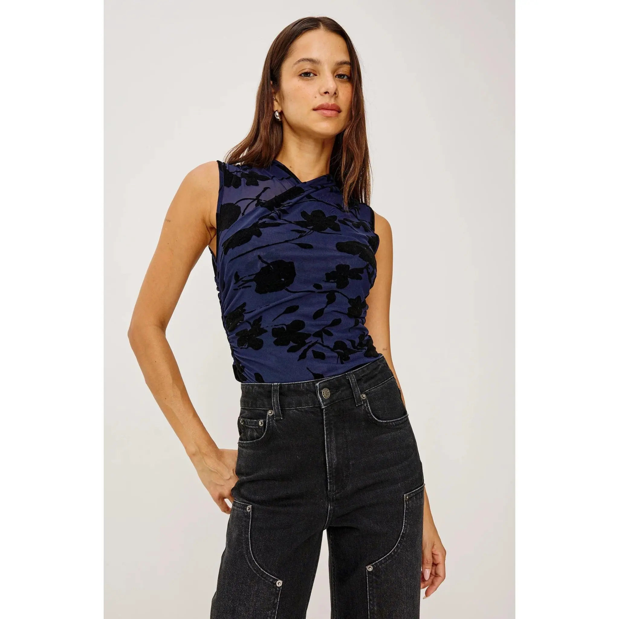 Rails Lauris Top in Navy Tossed Rose