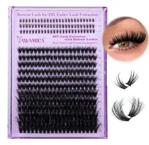 Yawamica Cluster Eyelash Extensions Fluffier Lash Clusters with Bottom Lashes 200D Volume Individual Lashes 315pcs Wispy Eyelash Clusters 10-20mm DIY Lash Extension at Home