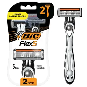 BIC Flex 5 Men's Disposable Razors – 5-Blade Precision Shave | 2 Pack