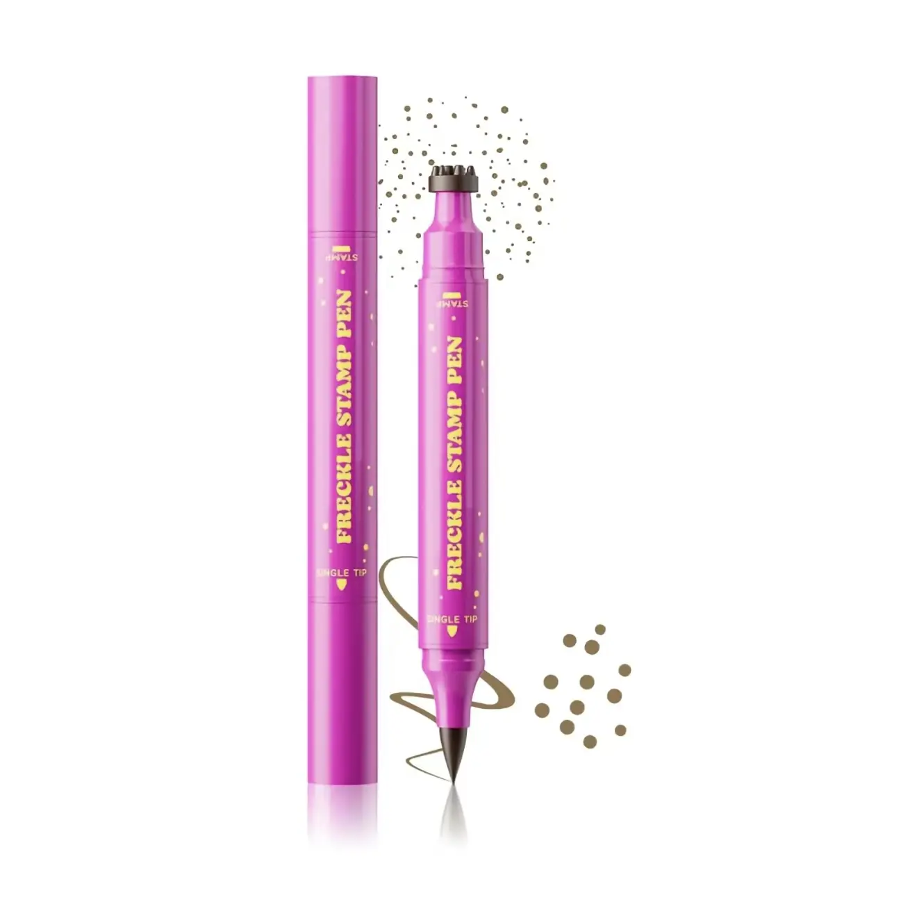 Dual-Ended Freckle Stamp Pen – Realistic Faux Freckles Makeup with Soft Sponge Stamp & Precision Single Tip – Waterproof Long-Lasting Freckle Marker for Natural or Bold Looks (02 Mousy Brown) Cosmetic