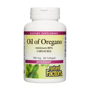 Natural Factors Oil of Oregano 180 mg 80% Carvacrol, 60 Softgels