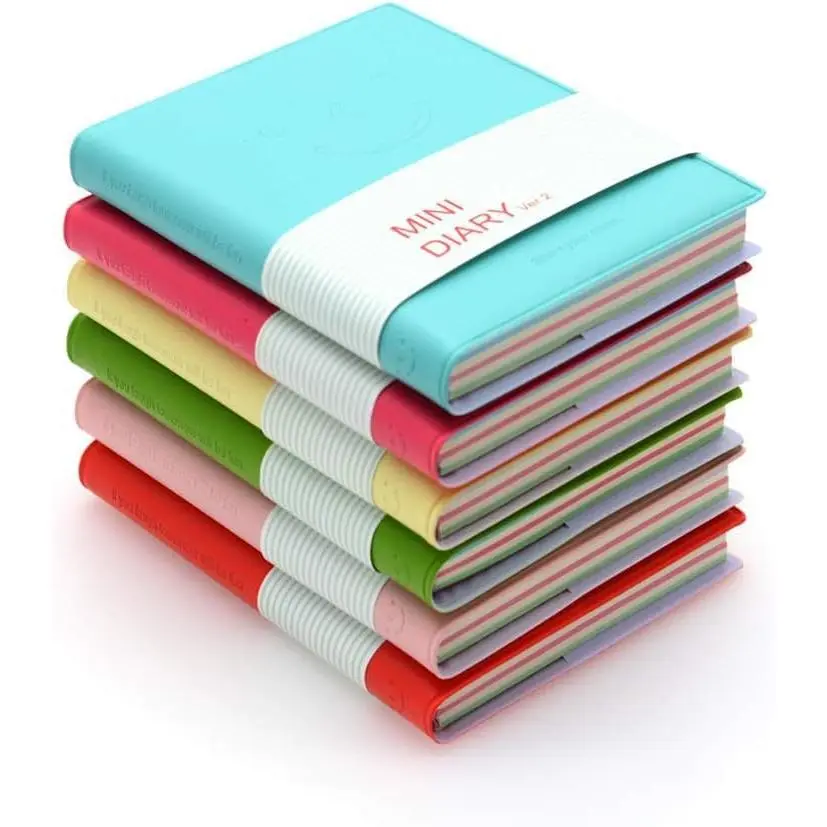 6PCS Hardback Pocket Notebooks with PU Leather Case, Adorable Cute Aesthetic Assorted Colors Mini Portable Journals, 10.5x8cm/4.1x3inch Blank Pages Memo Diaries, 100 Sheets Sticky Notes Compatible Office Stationery, Adorable Notebooks