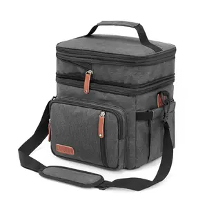 Lunch Bag & Lunch Box for Men Women Double Deck - Leakproof Insulated Soft Large Adult Lunch Cooler Bag for Work