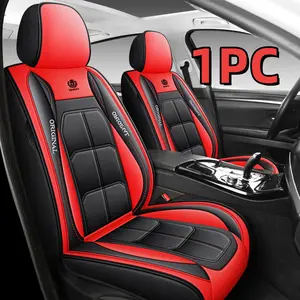 1PC front seat Black Red Leather Car Seat Covers Full Coverage  Sporty Luxury Auto Interior Upgrade