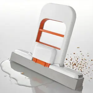 Mini Foldable Desktop Mop, Upgrade Portable Self-Squeezing Handheld Sponge Mop for Wet & Dry Use on Kitchen Countertops, Mirrors, Glass, window ,Bathroom & Car Interior floor cleaning