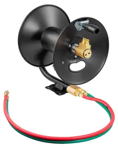 Heavy Duty Welding Hose Reel With Hand Crank Rewind, Steel Construction, Industrial Workshop Hose Holder, Telescoping Mount, Quick-Connect Spool, Durable Wire-Spring Reel For MIG TIG Stick Welding, Garage And Shop Organization