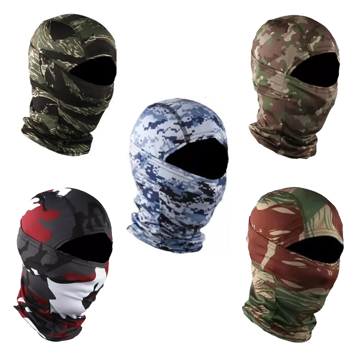 5PCS Balaclava Tactical Camo Face Mask,UV Protection Windproof for Women Men Hunting Fishing Motorcycle Sun Hood Cover Ski Mask